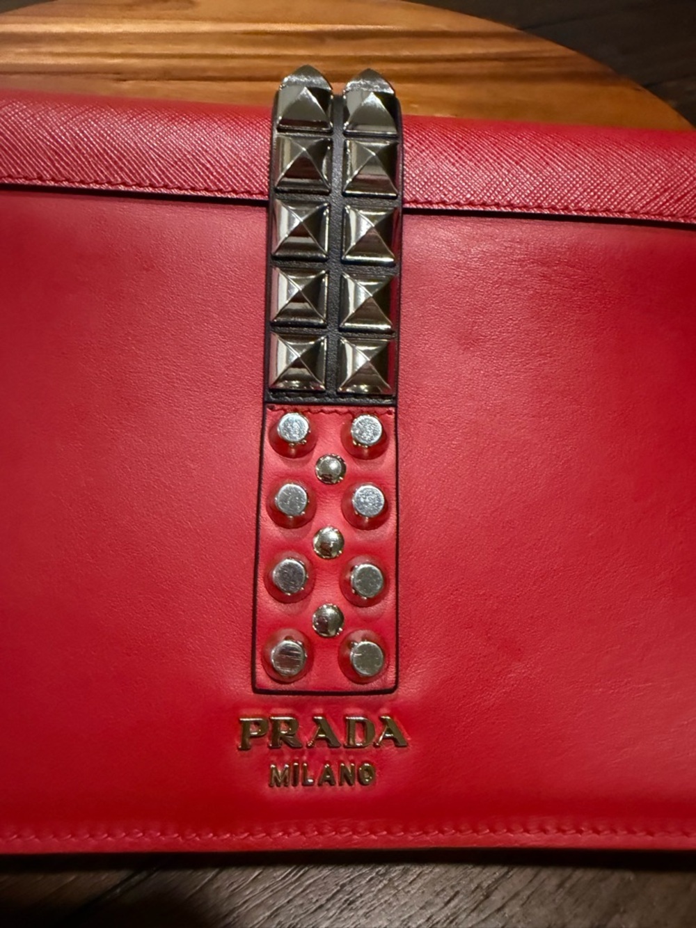 Prada Elektra Studded Red Leather Crossbody Bag with Removable Black Strap - Picture 5 of 10